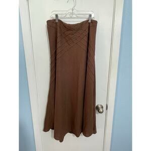 Y2K VTG Edward Linen Blend Maxi Skirt Size 10 Brown Lagenlook Minimalist Boho